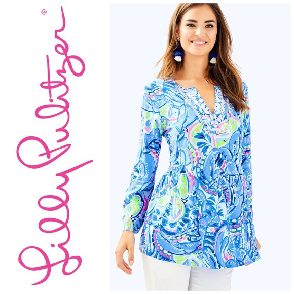 Lilly Pulitzer Tops - LILLY PULITZER Lyndsea Tunic Blue Peri Pinch Pinch XXS Style# 29175